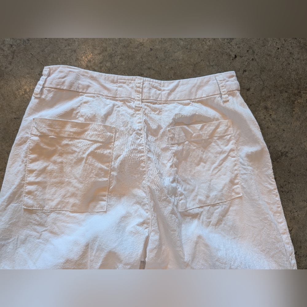 Frank & Eileen Kinsale Linen Blend White Raw Hem Cropped Pants Size 4 - Picture 7 of 11